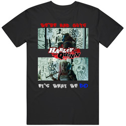 Harley Quinn Margot Robbie We're Bad Guys Storefront Comic Book Movie Graphic Black Tee Unisex Film Merch T Shirt