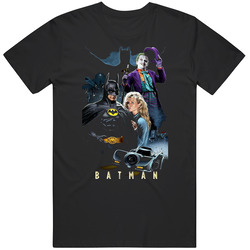 Batman 80s Classic Movie Superhero Joker Graphic Black Tee Unisex Film Merch T Shirt