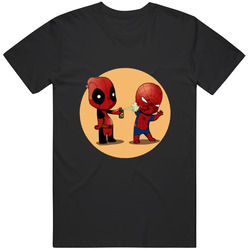 Deadpool T Shirt Spraying Spiderman With Pesticide Cute Cartoon Comic Graphic Image Graphic Black Tee Unisex Film Merch T Shirt