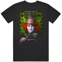 Alice In Wonderland Mad Hatter Depp Graphic Black Tee Unisex Film Merch T Shirt