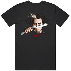 Sweeney Todd Johnny Depp Tim Burton Movie Graphic Black Tee Unisex Film Merch T Shirt