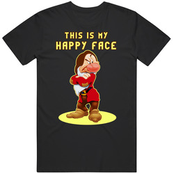 This Is My Happy Face T Shirt Snow White Princess Grumpy Seven Dwarf Graphic Black Tee Unisex Film Merch T Shirt