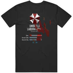 Umbrella Computer Login Resident Evil Game Movie Graphic Black Tee Unisex Film Merch T Shirt