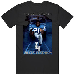 Retro Detroit Football Barry Sanders The Silver Streak Graphic Black Tee Unisex Film Merch T Shirt