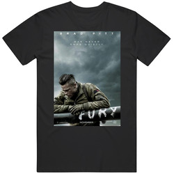 Fury Brad Pitt War Movie Graphic Black Tee Unisex Film Merch T Shirt