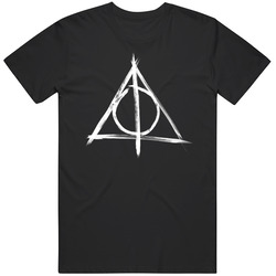 Hallows White Design Graphic Black Tee Unisex Film Merch T Shirt