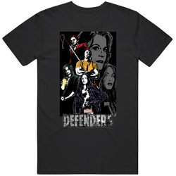 Marvel Studio The Defenders Graphic Black Tee Unisex Film Merch T Shirt