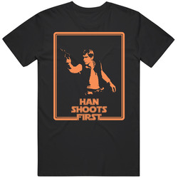 Han Shot First Funny Star Wars Movie Graphic Black Tee Unisex Film Merch T Shirt