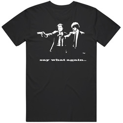 Pulp Fiction Guns Say What Again Graphic Black Tee Unisex Film Merch T Shirt