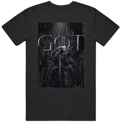 Game Of Thrones Season 8 Jon Snow Iron Throne Distressed T Graphic Black Tee Unisex Film Merch T Shirt