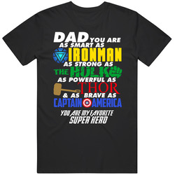 Dad Super Hero Ironman Hulk Thor Captain America Fathers Day Gift Graphic Black Tee Unisex Film Merch T Shirt