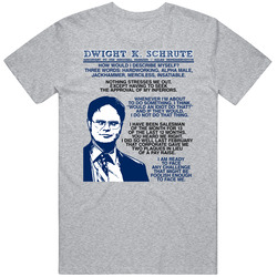 Dwight Schrute Classic Television TV Show T Shirt