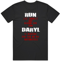 The Walking Dead T Shirt, Run Like Zombies Are Behind You And Daryl Is Waiting For You On His Motorcycle Classic Television T Shirt