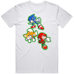 Sonic The Hedgehog - Sonic Tails And Knuckles - White Unisex Cotton Tee Classic T Shirt