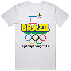 Brazil Winter Olympics Pyeongchang 2018 3d Text Unisex Cotton Tee Classic T Shirt