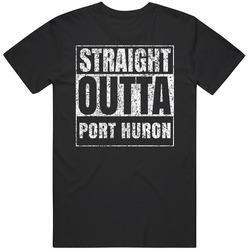 Straight Outta Port Huron Distressed Look City Grunge Cool Unisex Cotton Tee Classic T Shirt