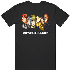 Cowboy Bebop Characters Logo Black Unisex Cotton Tee Classic T Shirt