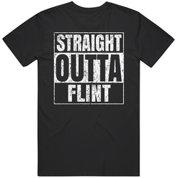 Straight Outta Flint United States Parody City Worn Look Unisex Cotton Tee Classic T Shirt