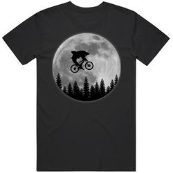 Great White Shark Bicycling To Moon T-shirt Retro Bicycle Shark Unisex Cotton Tee Classic T Shirt
