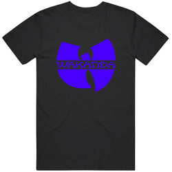 Wakanda King Black Panther Blue Logo T Shirt Wu-tang Mashup  T Shirt