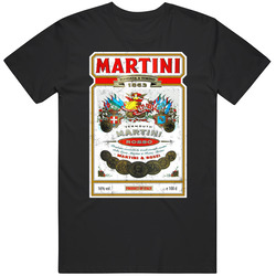 Martini Rosso Vermouth Distressed Bottle Label T Shirt