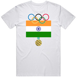 India Pyeongchang 2018 Winter Olympics Flag Gold Medal Unisex Cotton Tee Classic T Shirt