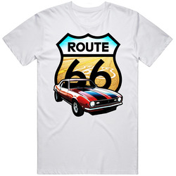 Red 1968 Chevy Camaro Route 66 Sign Cool Car Unisex Cotton Tee Classic T Shirt