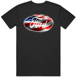 Ford Logo Badge American Flag Cool Trending Car Lover T Shirt