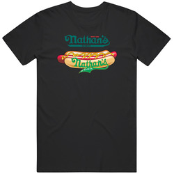 Nathan's Famous Black Unisex Cotton Tee Classic T Shirt