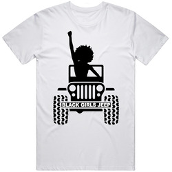White ( Black Girls Jeep Logo #1 ) Unisex Cotton Tee Classic T Shirt