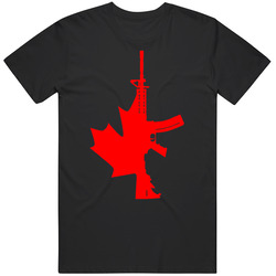 Maple Leaf And M4 Red Large Unisex Cotton Tee Classic T Shirt