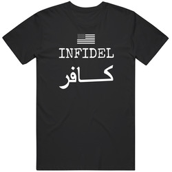 Infidel with American Flag Tactical T-Shirt! Standard Fit! Unisex Cotton Tee Classic T Shirt