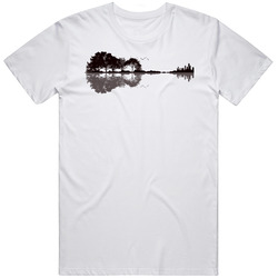 Nature Guitar Landscape Silhouette Reflection Music Fan Unisex Cotton Tee Classic T Shirt