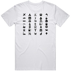 TRAVELLER'S STANDARD SHIRT WITH BLACK ICONS Unisex Cotton Tee Classic T Shirt
