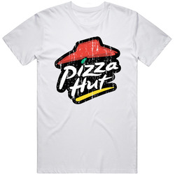 Pizza Hut Fast Food Restaurant Distressed Look Logo Unisex Cotton Tee Classic T Shirt