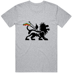 Lion Of Judah Carrying Rasta Flag In Black Ink Unisex Cotton Tee Classic T Shirt