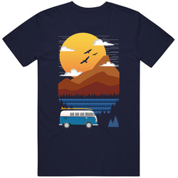 Hippie Van Mountain Camping Adventure Men's Unisex Cotton Tee Classic T Shirt