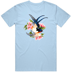 Vintage Bird With Flowers Unisex Cotton Classic T Shirt