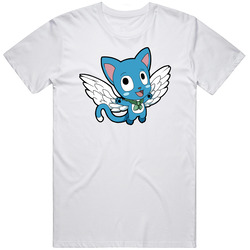 Fairy Tail - Happy White Anime Unisex Cotton Classic T Shirt