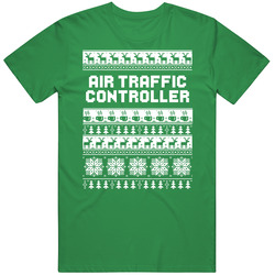 Air Traffic Controller Ugly Christmas Sweater Job Work Custom Gift Unisex Cotton T Shirt