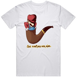 Mario Ceci N'est Pas Une Pipe Silly Unisex Cotton T Shirt