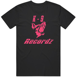 Black With Pink Logo K-9 Recordz Unisex Cotton T Shirt
