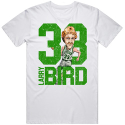 Larry Bird Boston Basketball Caricature Retro Sports Fan Unisex Cotton T Shirt