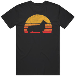 Retro Sun Pembroke Welsh Corgi Silhouette T-shirt Vintage Tee Shirt For Dog Lovers Unisex Cotton T Shirt