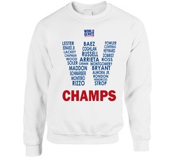 Cubs World Series Champs T Shirt Roster in W Flag Team Names 2016 Champions Unisex Cotton Crewneck Sweatshirt
