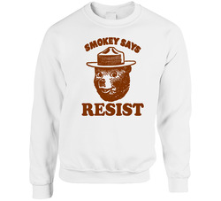 Smokey The Bear Says Resist Trending Unisex Cotton Crewneck Sweatshirt