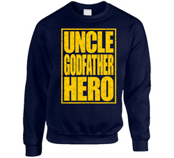 Uncle Godfather Hero 1 Navy Unisex Cotton Crewneck Sweatshirt