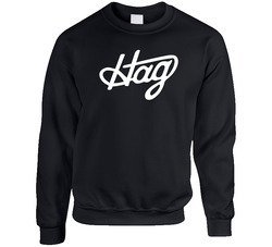 Hag Logo Black Unisex Cotton Crewneck Sweatshirt