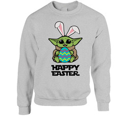 Baby Yoda Easter Unisex Cotton Crewneck Sweatshirt