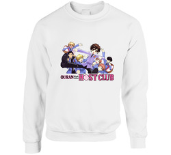 Ouran Highschool Host Club 3w White Unisex Cotton Crewneck Sweatshirt